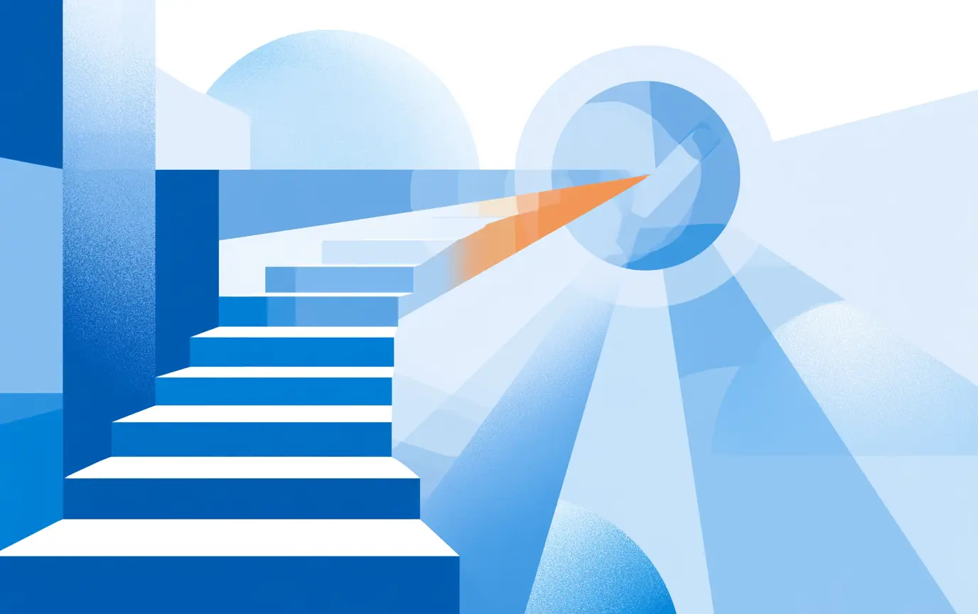 Abstract illustration guiding auto lenders toward Salesforce loan management software compliance solutions and discovery call