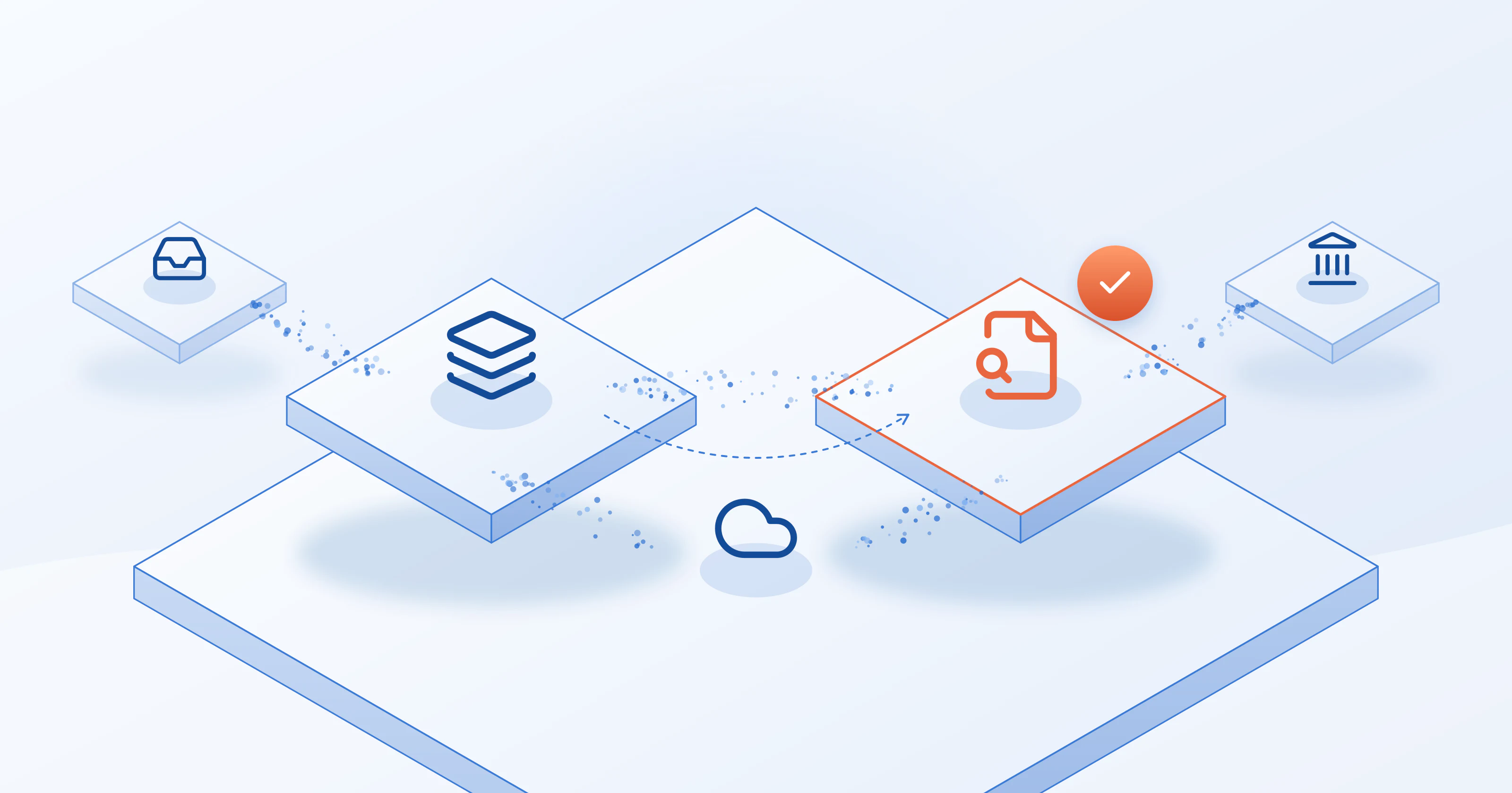 A loan origination layer and a credit layer, two separate tiles resting on one shared Salesforce platform
