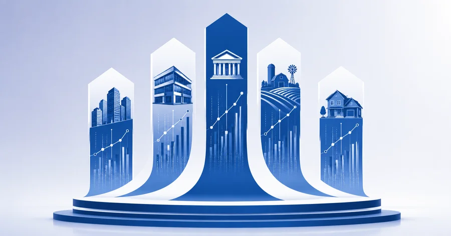 Loan management software 2026 outlook illustration showing growth trends across C&I, CRE, SBA, agriculture, and residential verticals