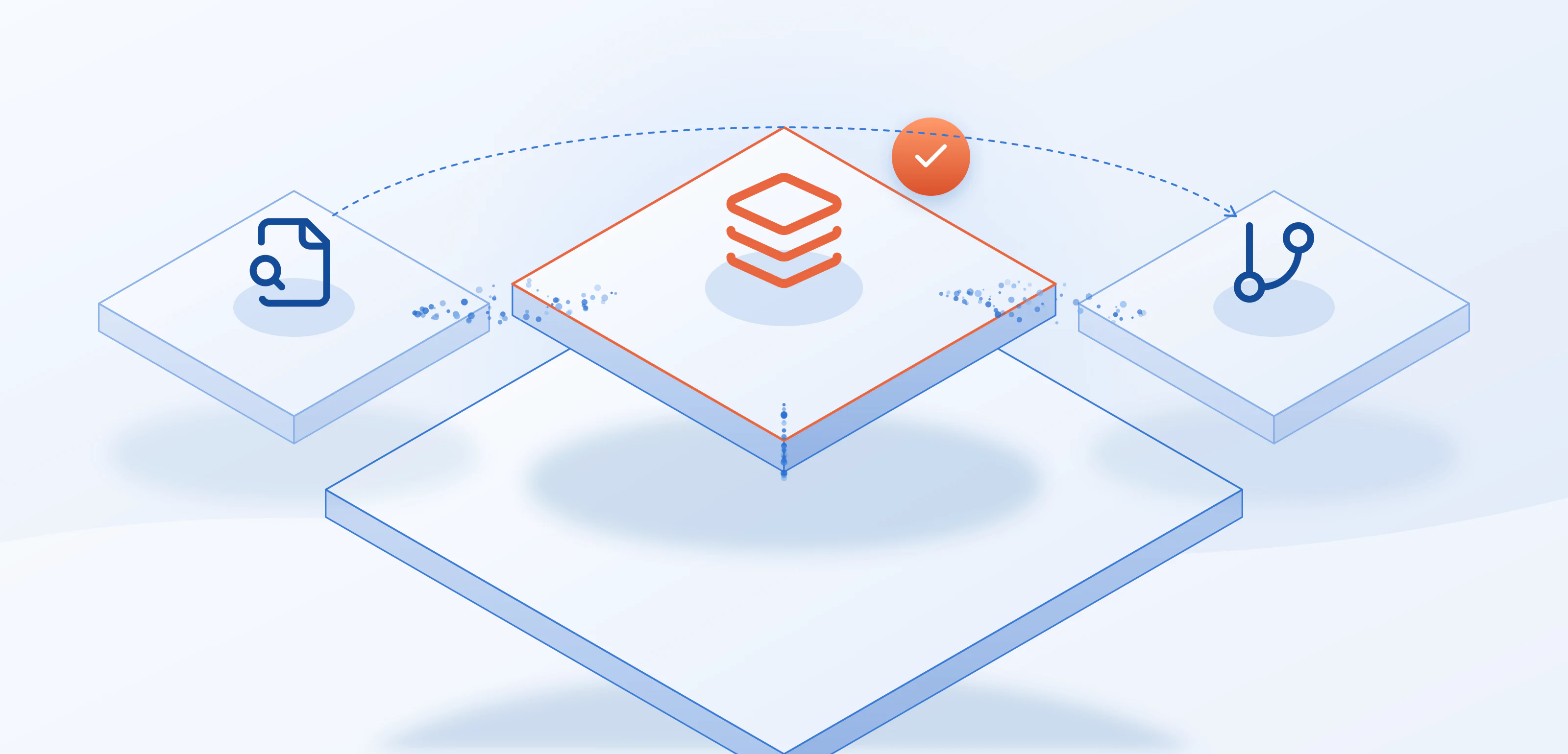 A credit report landing in Salesforce records, with the decision rules reading it