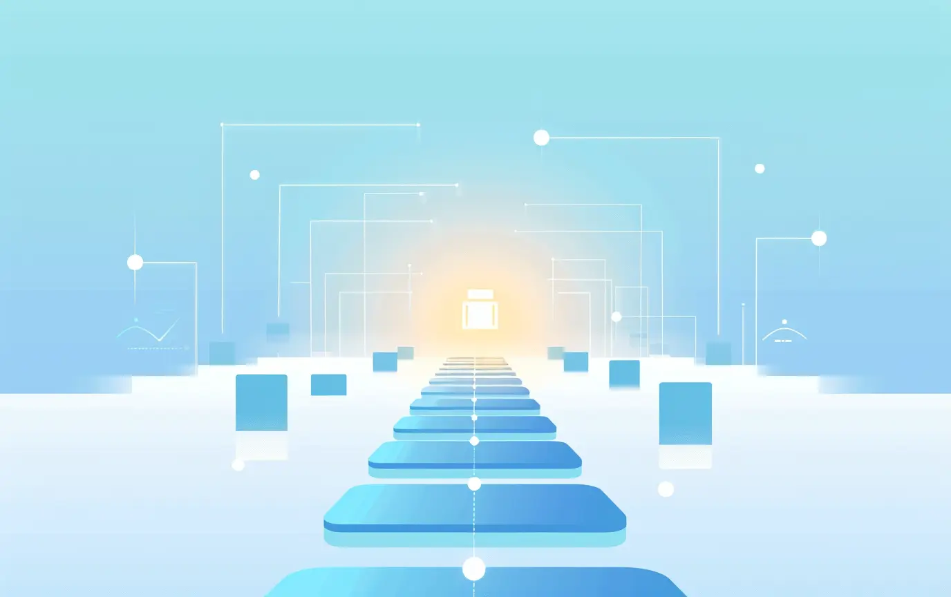 Abstract illustration guiding MCA lenders toward compliance discovery and Salesforce loan management solutions