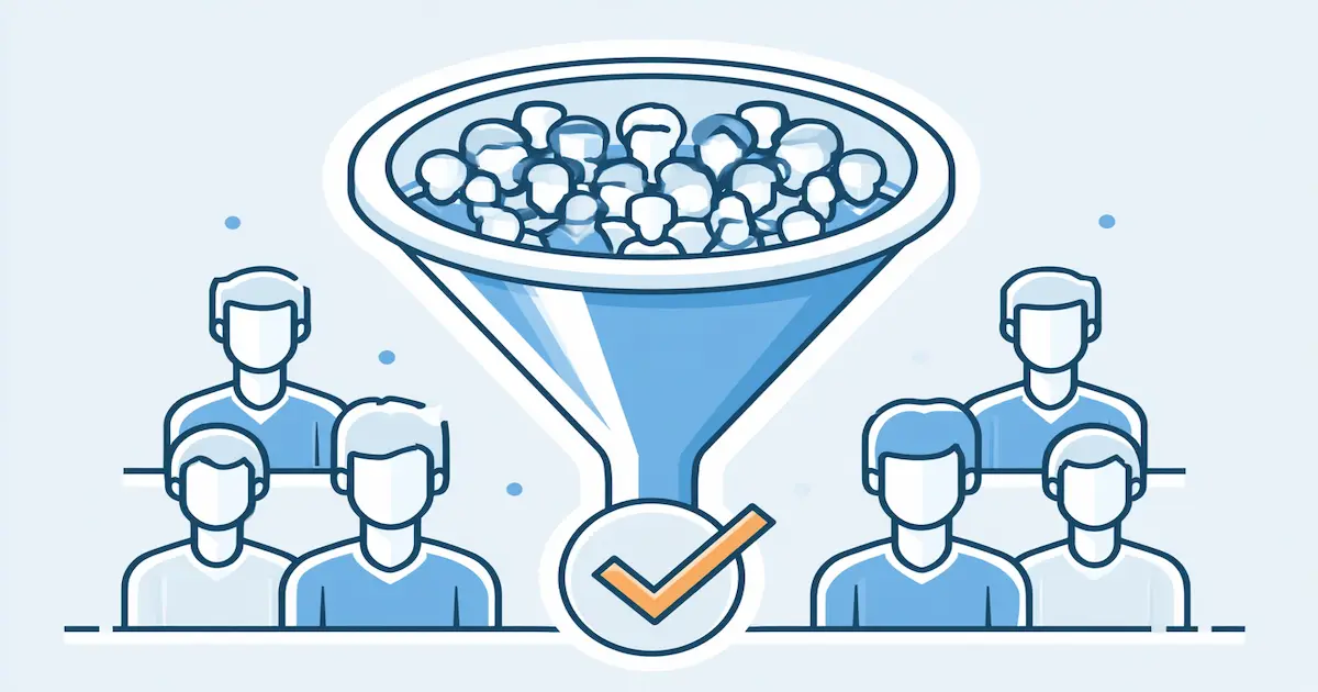Illustration of a prequalification funnel showing soft pull credit report screening before formal application